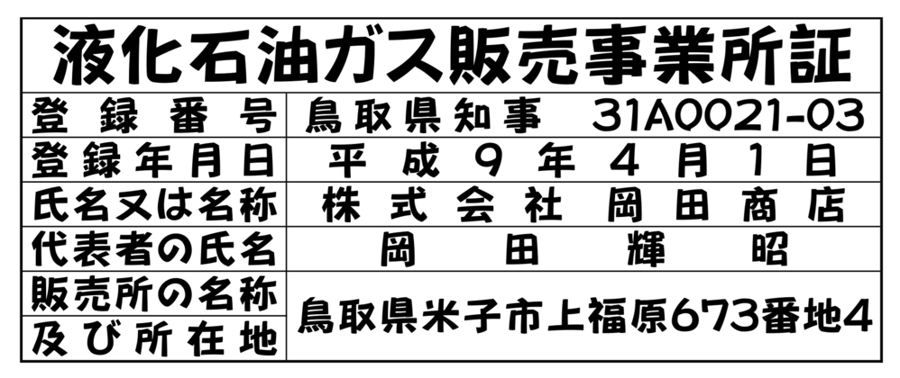 液化石油ガス販売事業者標識-2