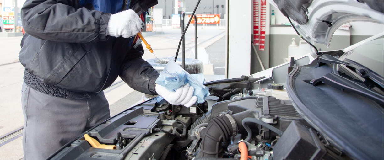 スタンドでの点検の様子